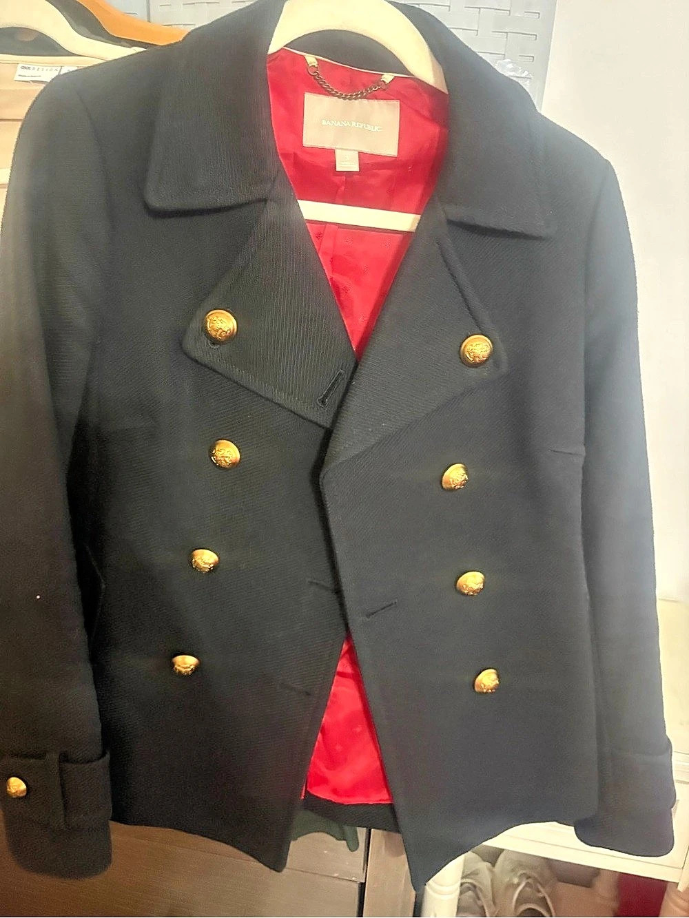 Banana Republic Double-Breasted Blazer in Black Size Small